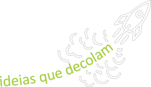 Imagem ilustrativa de um foguete decolando, com a mensagem: "ideias que decolam"